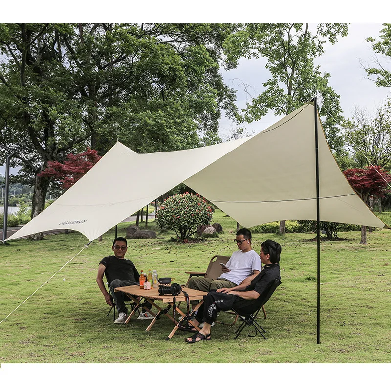 

Навес для кемпинга на открытом воздухе, палатки на плоской крышу для 2-12 человек, шестиугольная серебряная клейкая черная резина, ветрозащитная солнцезащитная палатка для защиты от дождя