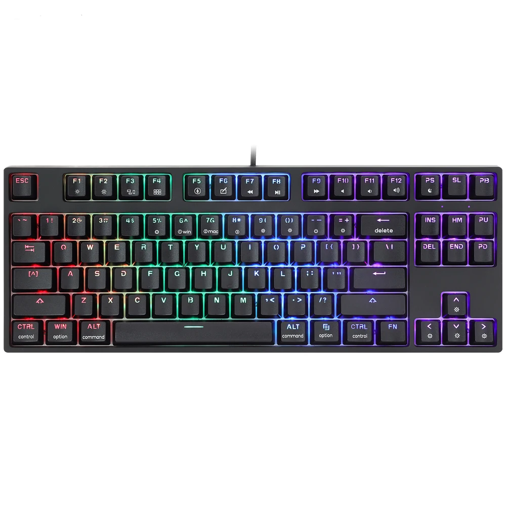 Com fio rgb teclado mecânico do jogo, 87 chaves, gk87, rgb, 80% ergonomia, fábrica atacado