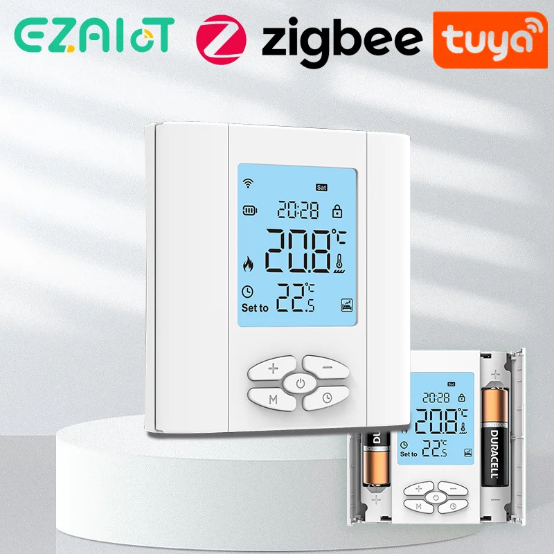 Smart Tuya ZigBee pengendali suhu, termostat bertenaga baterai Boiler Gas air/aktuator pengontrol pemanas suara Alexa Google Home