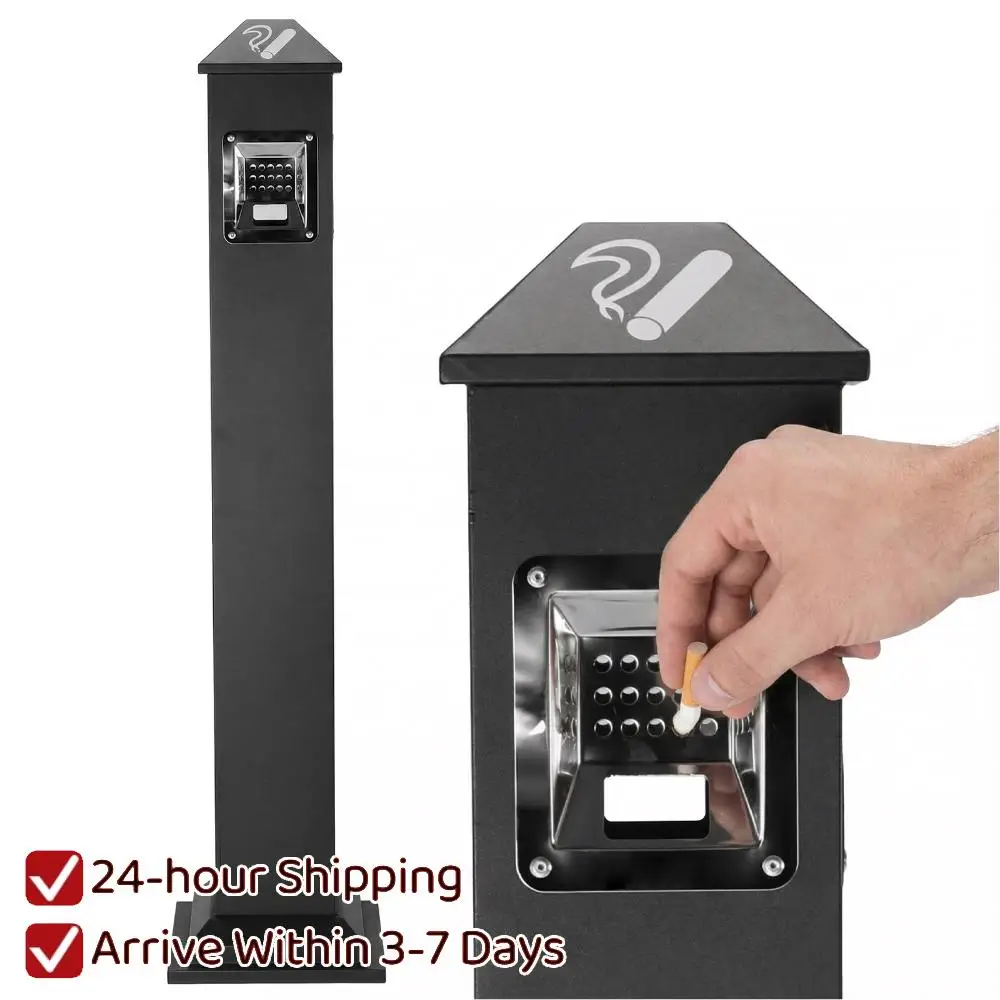 

43.7Inch Outdoor Trash Ash Receptacle Stainless Steel With Key Lock Removable Inner Bucket For Home Pool Backyard Hotel Office