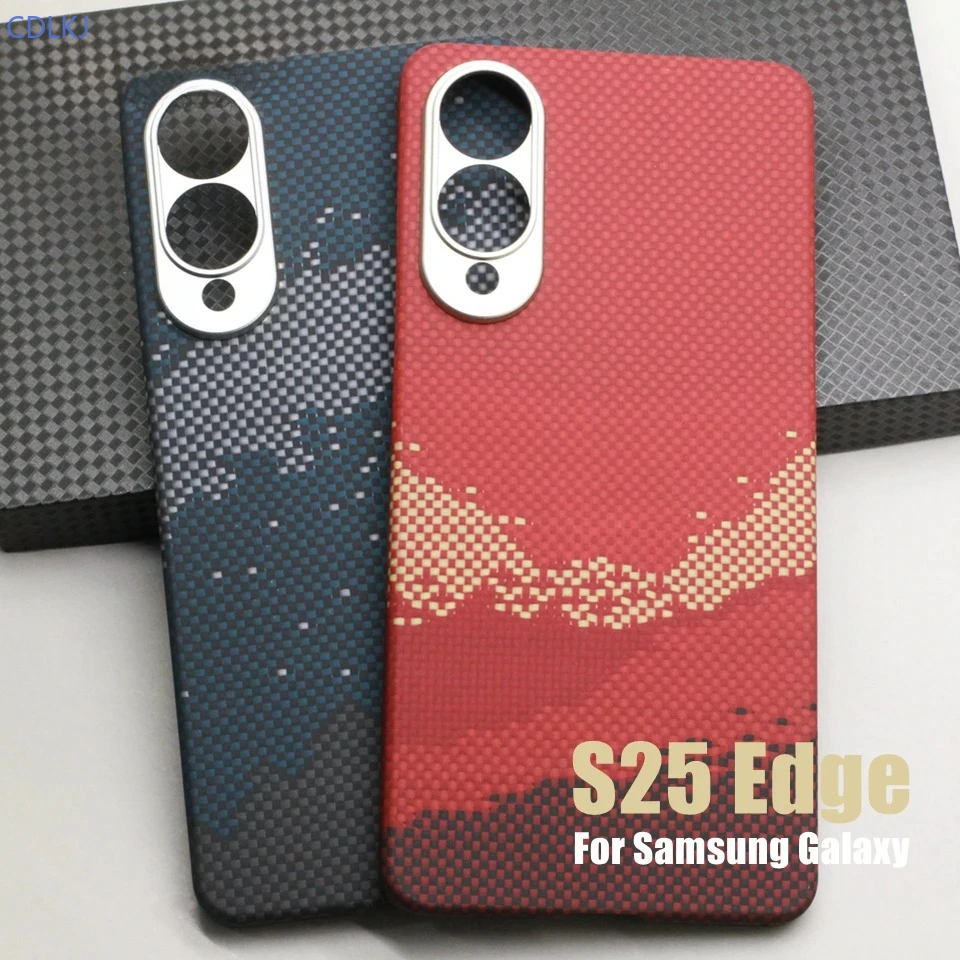 Coque De Telephone Magnontique En Fiber De Carbone، Éتوي Magnetique En Fiber D'aramide صب Samsung Galaxy S25 Edge Magsafe #1