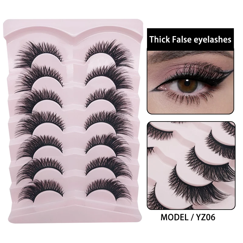 7 Paar Volledige Strip Wimpers Cat Eye Wimpers Gevleugelde Einde Oog Langwerpige Wimpers Zachte Natuurlijke Valse Wimpers Make-Up Benodigdheden