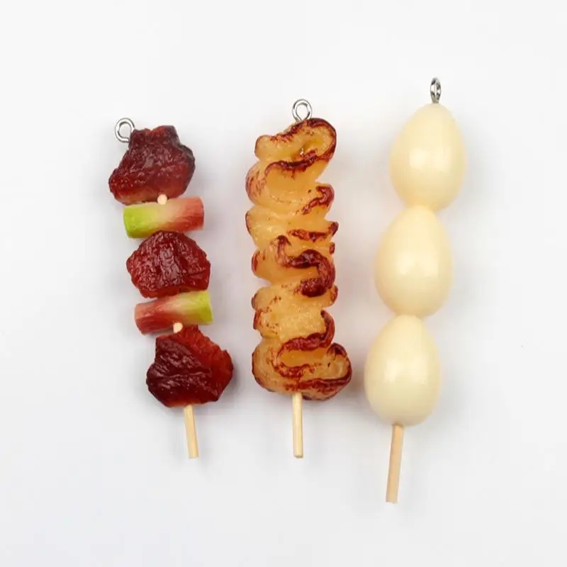 Tintenfisch-Spieß PVC-Tür-Autoschlüsselanhänger, gefälschter Lebensmittel-Schlüsselanhänger, Simulations-BBQ-Schlüsselanhänger, Damenmode-Schmuck, koreanischer Stil, Taschenanhänger – Detail 10