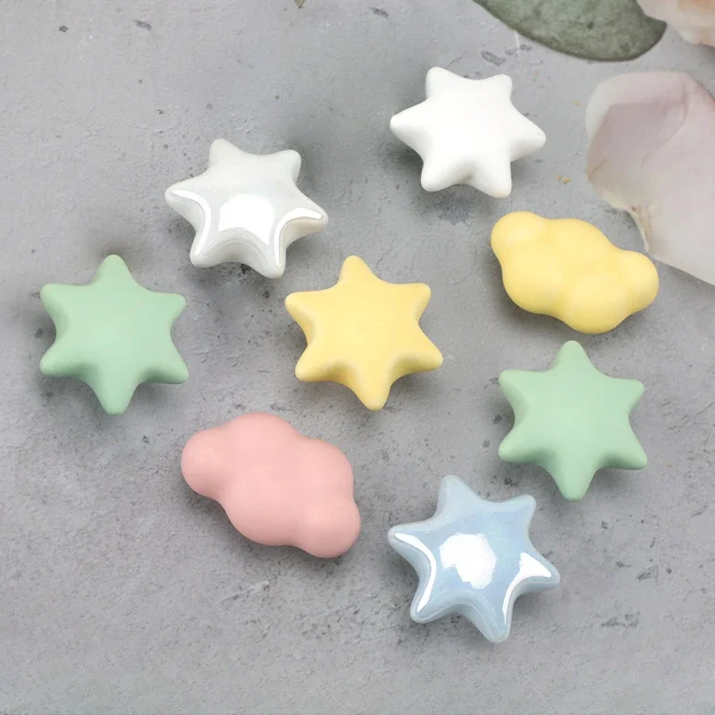 Cartoon Love Colorful Cloud Ceramic Wardrobe Door Knob Children's Cute Drawer Handle European Furniture Small Handle