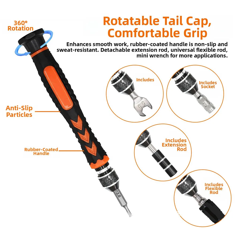 Anti Slip Rubber Grip Magnetic Hex Screwdriver Handle 4.0mm With Flexible Rod For Home Garden Power Tool Repair Accessories