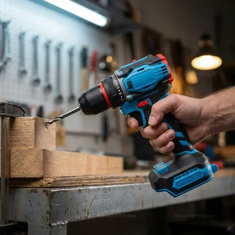 Brushless Cordless Electric Drill and Screwdriver Impact Power Tool for Home DIY and Professional Construction No Battery Includ