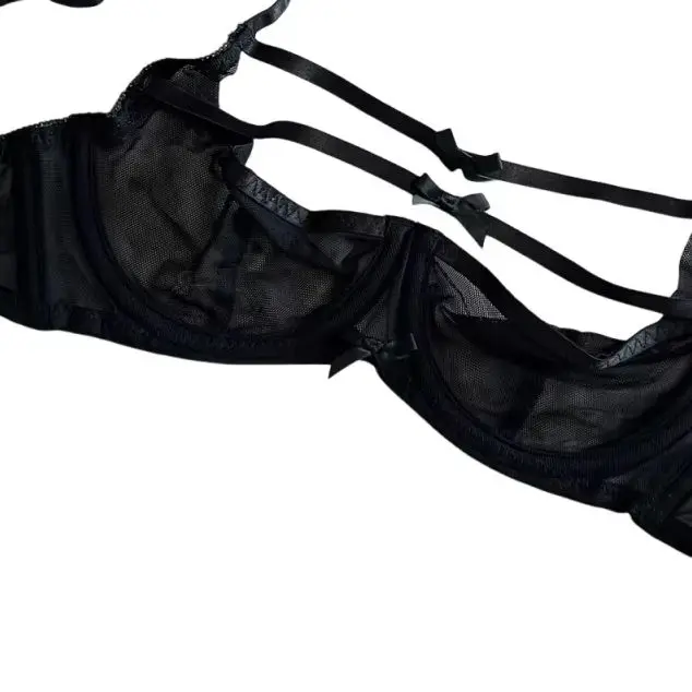KUCLUT  lingerie ultra-thin underwear sexy lace adjustment gathered bra set hollowed out with steel ring lingerie women bralette