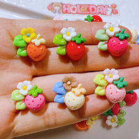 6pcs, Cute Strawberry Shaped Fridge Magnets Accessories - with Colorful Rabbits, Vibrant Colors for Kitchen, Office Decor