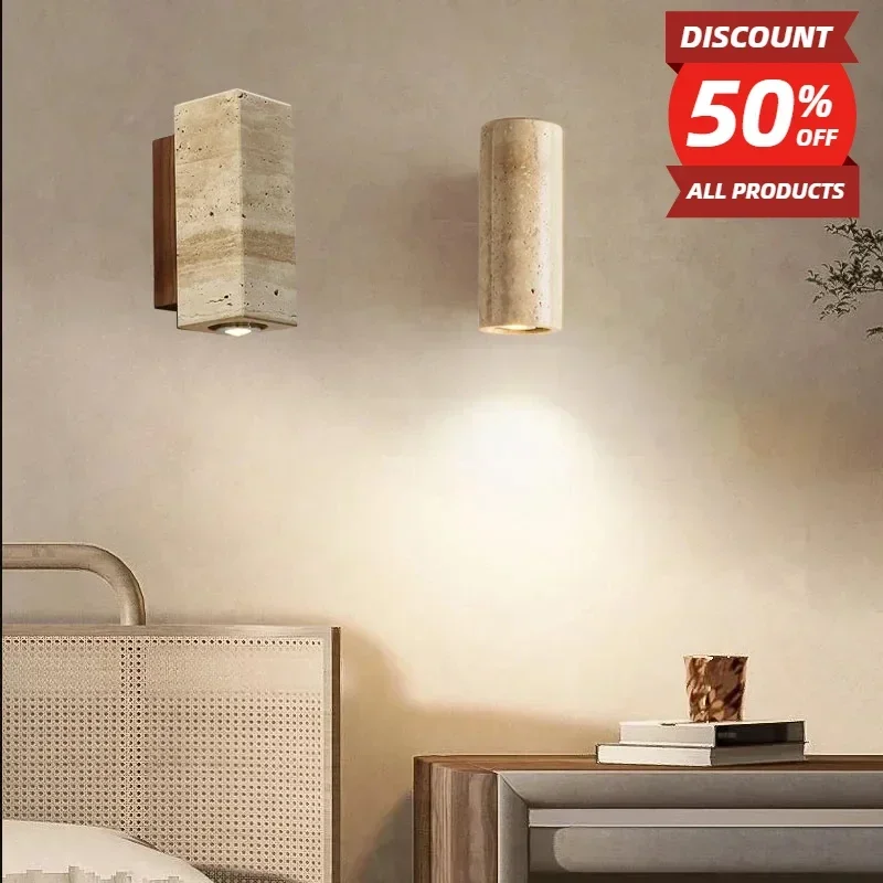 New Nordic Wabi Sabi LED Natural Stone Wall Lamp for Bedroom Retro Home Hallway Living Room Background Decoration Lighting