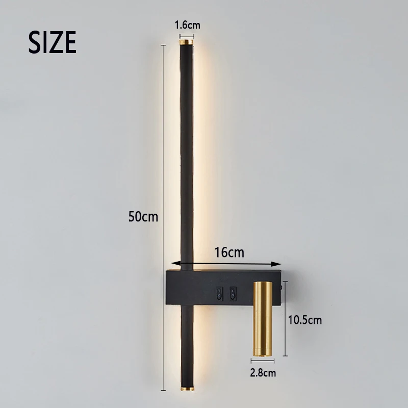 Nordic Wall Light 360 Degree Rotation LED Reading Night Lamp Adjustable With Switch For Hotel Bedroom Indoor Decor Lighting
