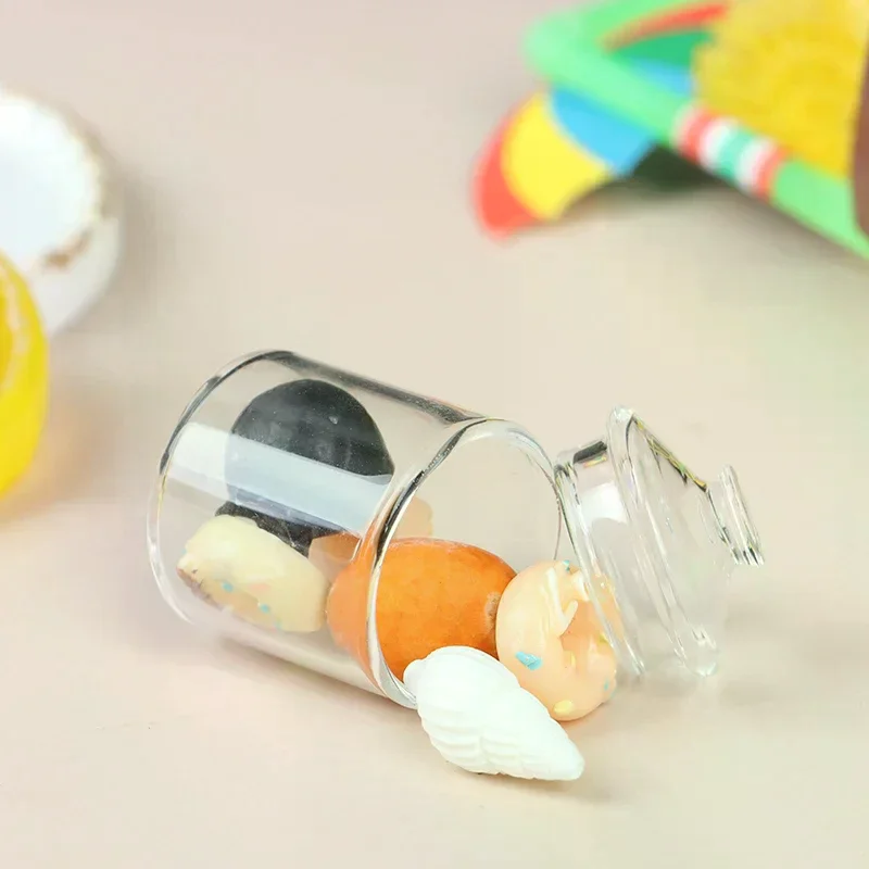 High borosilicate mini glass candy jar food play doll house accessories
