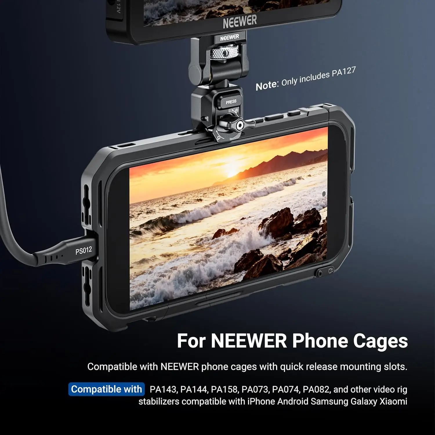 NEEWER Schnellverschluss-Monitorhalterung für Telefonkäfig, Video-Rig-Stabilisator, Zubehörhalter für mobile Fotografie – Detail 5