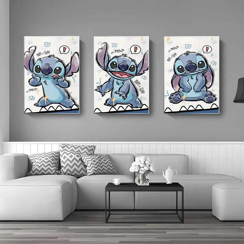 Póster Artístico de pared de Lilo & Stitch de dibujos animados de Disney, pintura en lienzo bonita para habitación de bebé, decoración del hogar para sala de estar y dormitorio, papel tapiz HD