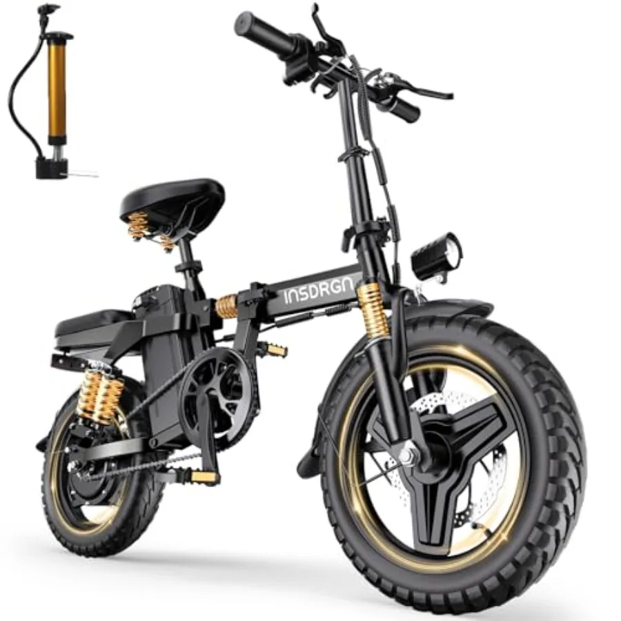 

14 Folding Electric Bike for Adults: Aluminum Frame, Matte Black, 1500W Motor 35/62-Mile Range