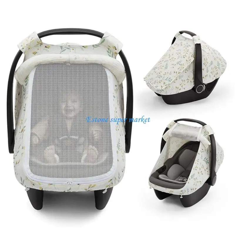 090B 통기성 면화 유아용 자동차 좌석 커버 슬리브 360도 보호 캐노피