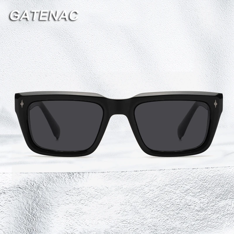 Vintage Polarized Acetate Sunglasses Men Rivet Luxury Brand Designer Transparent Square Sun Glasses Women Square UV400 Eyewear