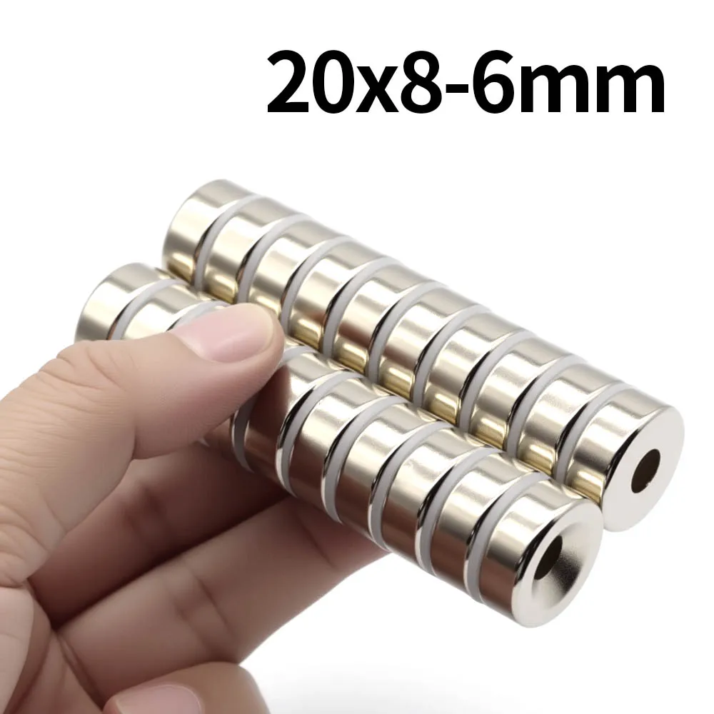 20x8-6mm Super Strong Neodymium Magnet N35 NdfeB Permanent Magnetic imanes Round With Holes Powerful Magnets Refrigerator Magnet