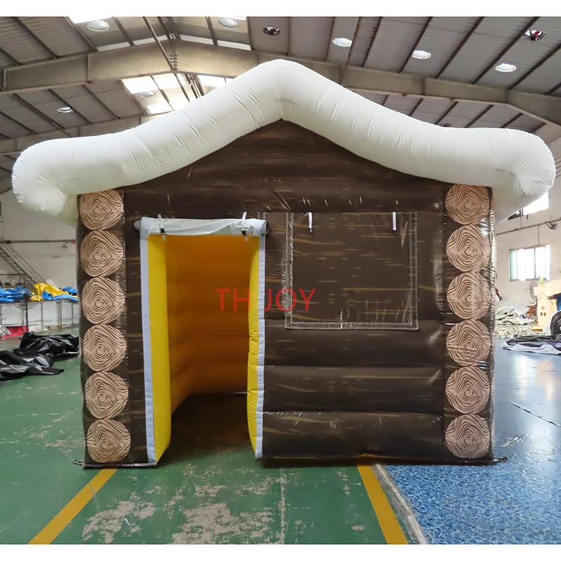 fast air ship,new design Inflatable Christmas House Santa Grotto Tent, 3x3m big Inflatable Wooden House For Christmas Decoration