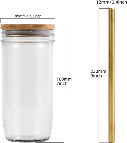 730 मिलीलीटर ग्लास कप ढक्कन और स्ट्रॉ के साथ पारदर्शी बबल टी कप जूस ग्लास बीयर कैन मिल्क मोचा कप ब्रेकफास्ट मग ड्रिंकवेयर 10 best sales बोबा कप - №10