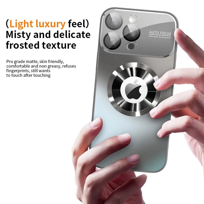 Funda de lujo mate de metal titanio para iPhone 17 16 15 14 13 12 Pro Max Plus, compatible con Magsafe, con protección de cámara de vidrio 6