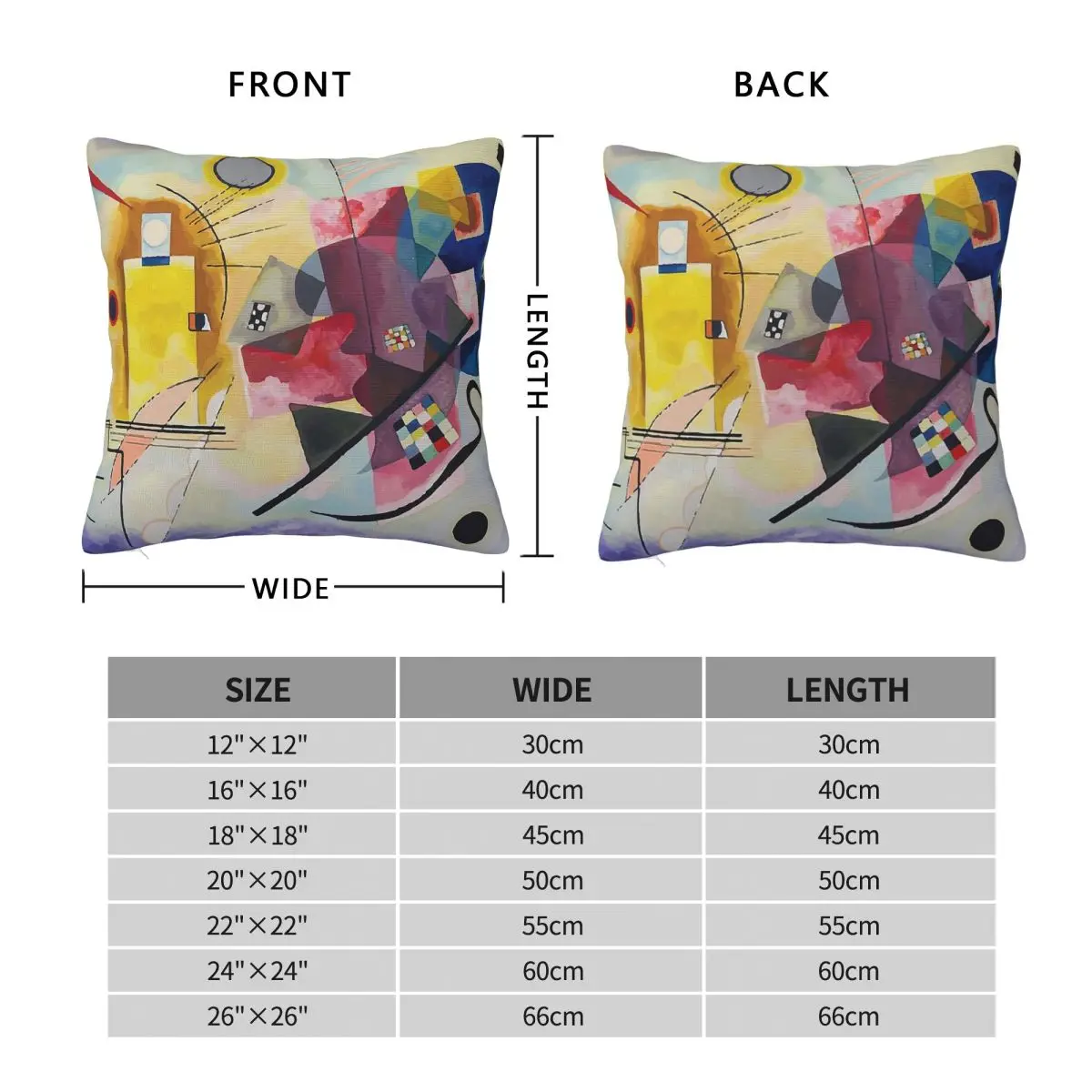 Wassily Kandinsky Yellow-Red-Blue Square Pillowcase Polyester Linen Velvet Printed Zip Decor Home Cushion Case 45x45