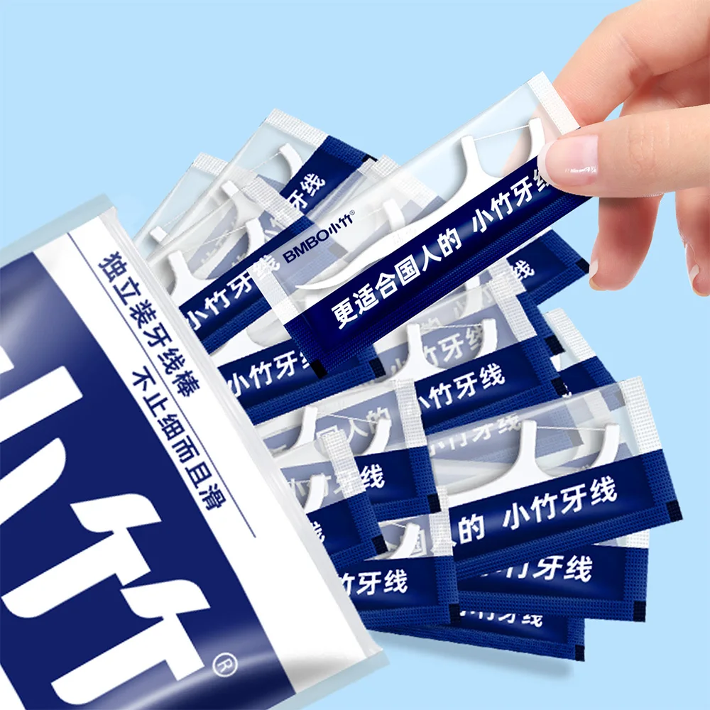 BMBO 120Pcs a Bag Dental Floss Picks Individually Wrapped Teeth Floss Sticks Portable Oral Cleaning Dental Care Toothpick