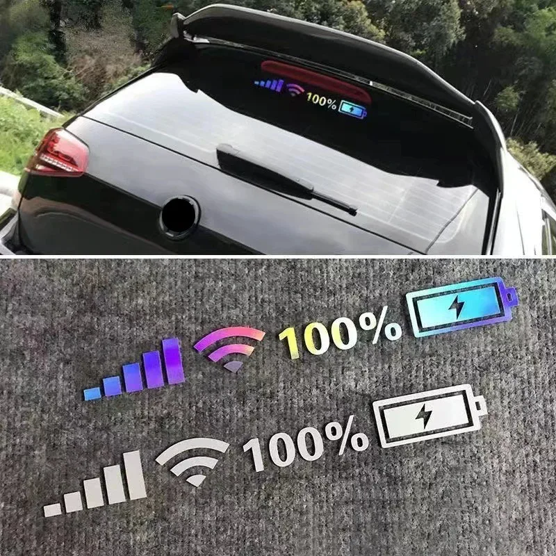 

1pc Signal WiFi Power Reflective Car Windshield Stickers Auto Window Vinyl Decals Funny 100% Battery 5G Logo Pegatinas De Coche