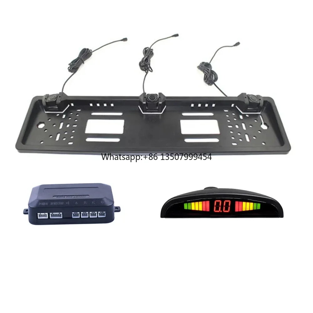 

Car Parking Sensor Parktronics EU European License Plate Frame Reversing Radar With 3 Sensors