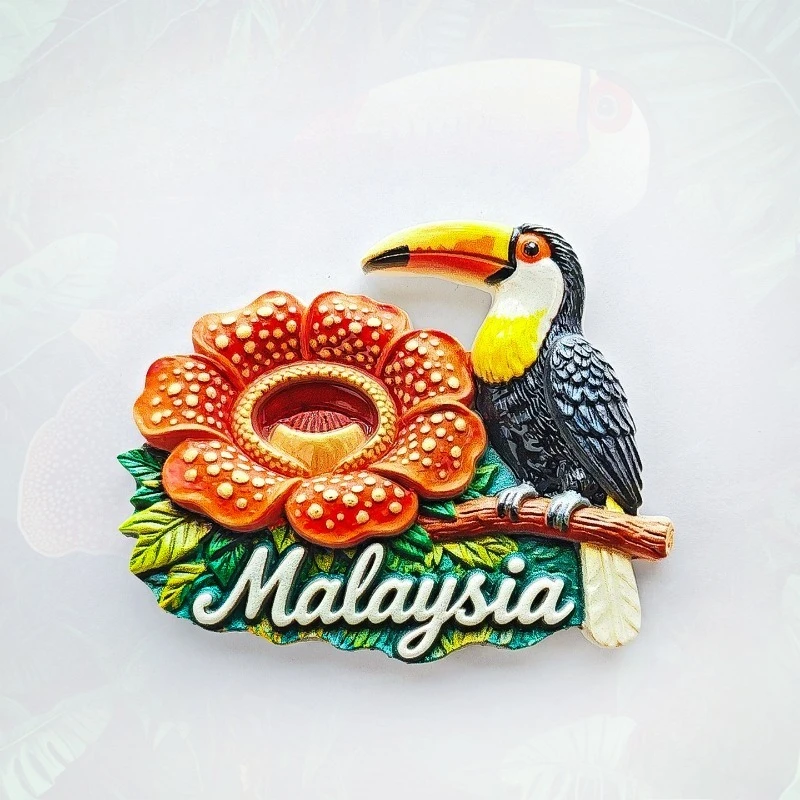 Malaysia Toucan Fridge Magnet - Vibrant 3D Rainforest Souvenir Unique Southeast Asian Gift for Travel & Nature Lovers Decor