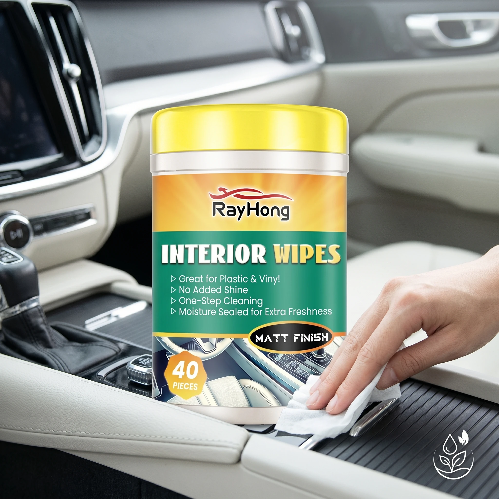 Leather Cleaner Interior - ผ้าเช็ดทำความสะอาดภายในรถยนต์ RAYHONG ขจัดคราบน้ำมัน ฝุ่นสกปรก ลดรอยสึกหรอ เพิ่มความเงางามให้เบาะหนัง