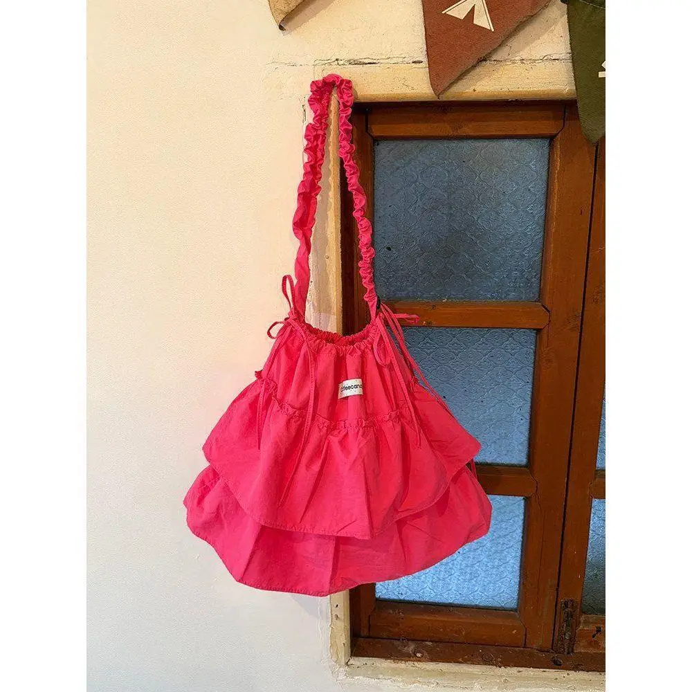 Drawstring Ruffled Edge Women Shoulder Crossbody Bags Underarm Bag Chic big Capacity Handbag Suitable for Daily Weekend Shopping