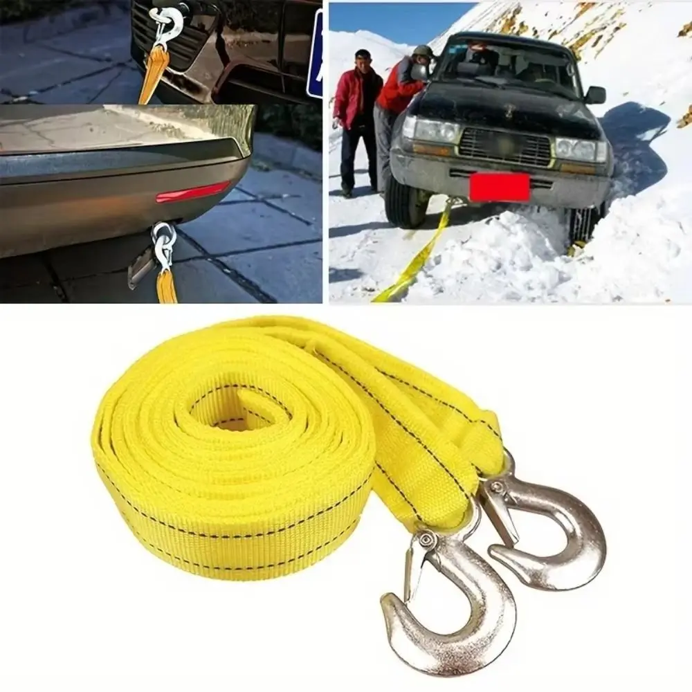 5 M Car Tow Cable 3 Ton Capacity Off Road Design Tow Strap Hooks Included Automobile Grade Towing Pull Rope Trailer Use