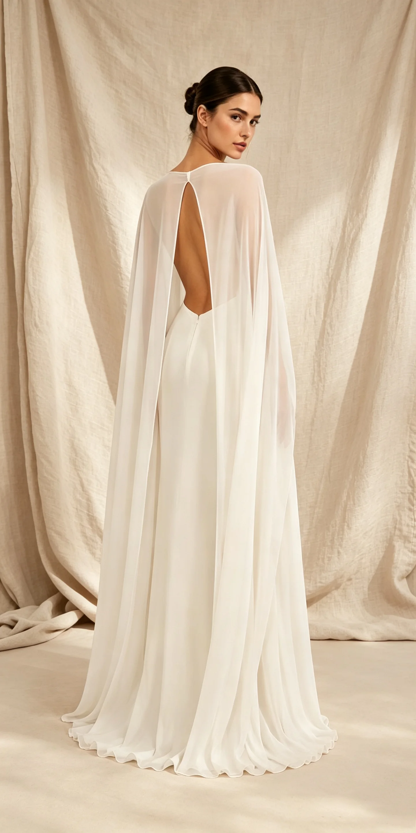 Bridal Scarf Shoulder Shawl Wedding Cape Ivory Sheer Chiffon Wedding Shoulder Cape Elegant Bride Wedding Dress Cover Accessories