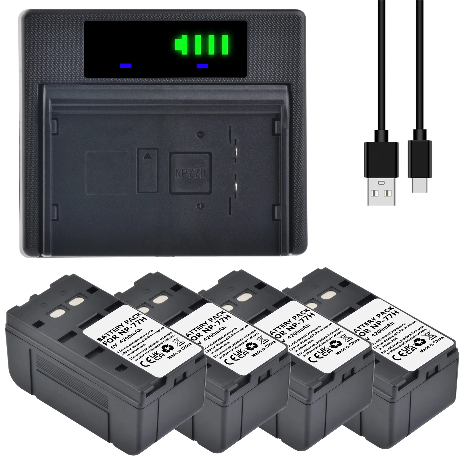 4200mAh NP-77H Replacement Ni-Mh Camera Battery&LED Charger for Sony NP-66 NP-67 NP-68 NP-77 NP-98 NP-77H NP-55