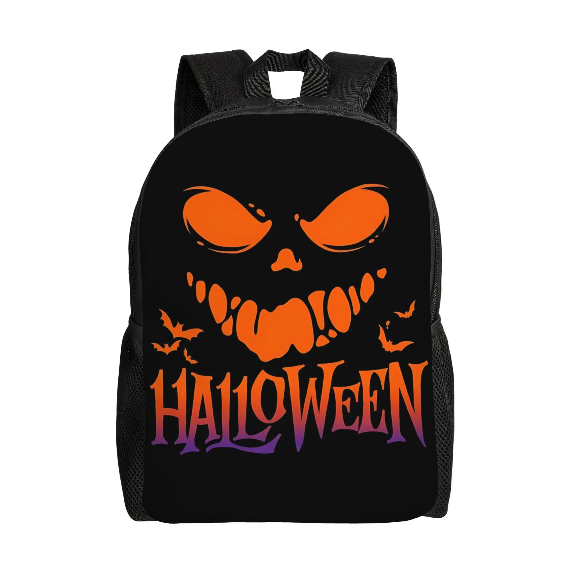 Fashion Halloween Print Pumpkin Face Text Art Print backpack  mochila Harajuku Design Journey Large Capacity Rucksack