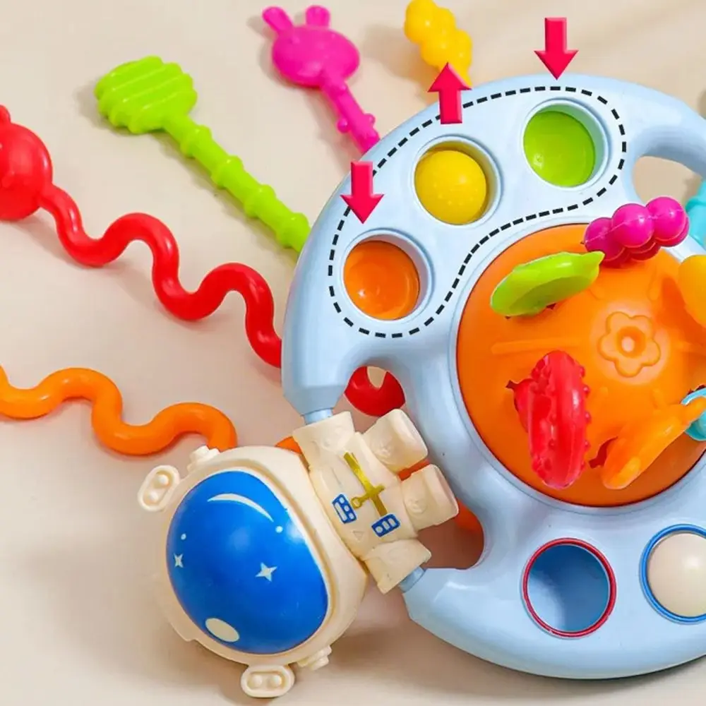 1 szt. Nowa, gotowalna zabawka dla niemowląt, uroczy UFO, rozwijająca ząbkowanie, edukacyjna zabawka dla dzieci, silikonowa zabawka Montessori ze sznurkiem do ciągnięcia