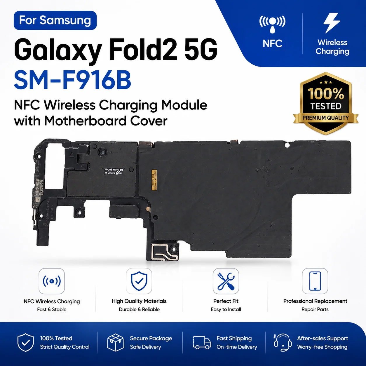 For Samsung Galaxy Fold2 5G SM-F916B NFC Charging Coil Wireless Charger Module Motherboard Cover Replacement