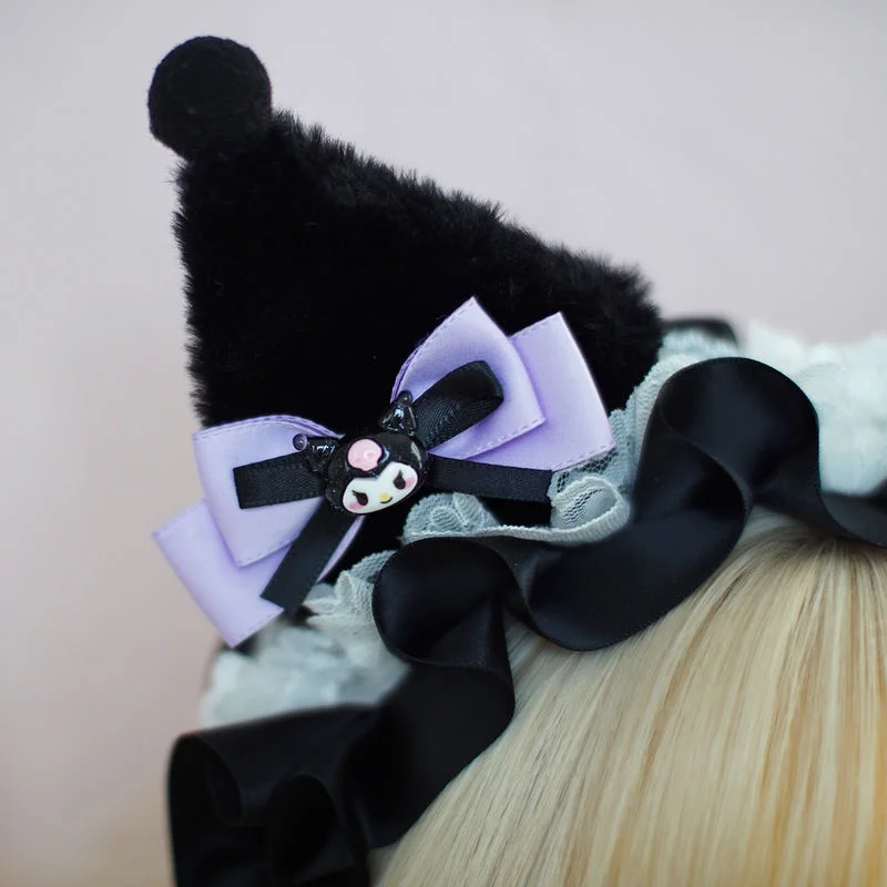 Bando rambut Kuromi My Melody Cinnamoroll aksesori rambut mainan Cosplay Lucu Anime hiasan kepala mewah untuk hadiah anak perempuan