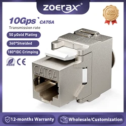 ZoeRax Keystone Module Jacks CAT6A Shielded Keystone Jack RJ45 Cat 6A Ethernet Module 10 Gbit with Shielded Metal