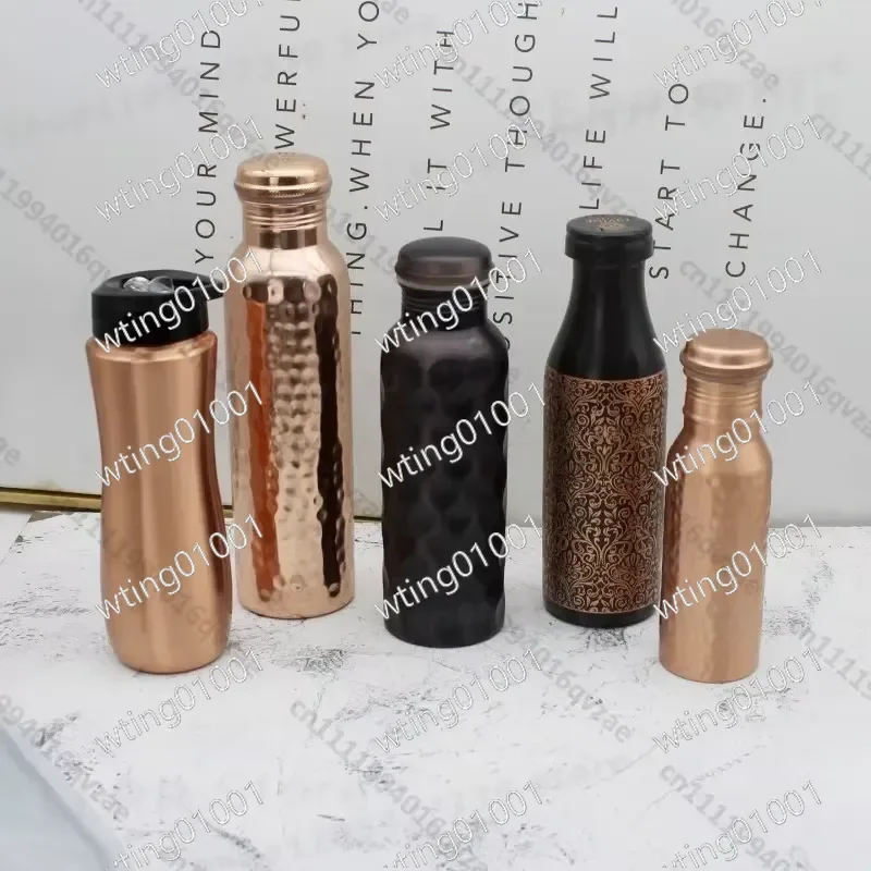 for Handmade Pure Copper Purple Water Bottle Outdoor Sports Yoga Casual Cold Drink Cup Southeast Asian Style Hydration Vessel