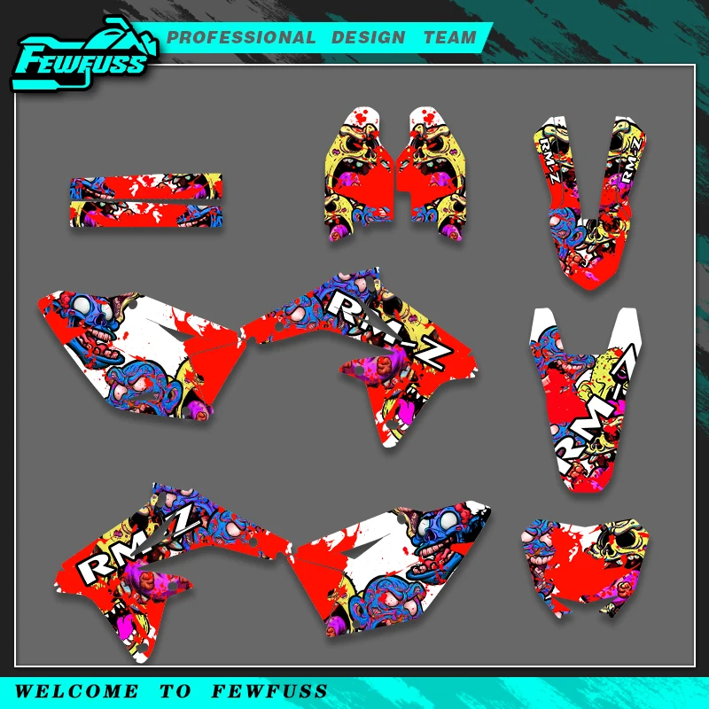 Fewfuss For SUZUKI RMZ450 2008 2009 2010 2011 2012 2013-2017 Graphics Decals Stickers Motorcycle Background Custom Number