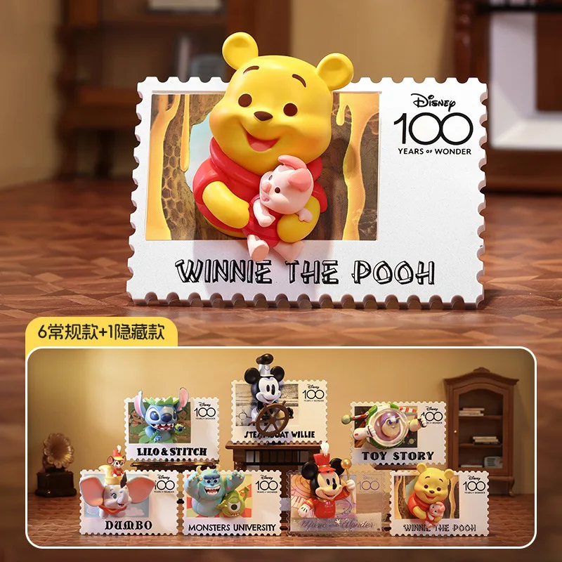 Miniso Disney 100th ANNIVERSARY VINTAGE แสตมป์กล่องตาบอด Creative ตู้เย็นแม่เหล็ก Mystery กล่องของขวัญวันเกิดสําหรับเพื่อน