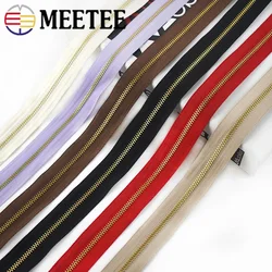 Meetee 3/5Yards 3# Metal Zipper Tapes Sewing Continuous Zip Decorative Zippers Repair Kit Bag Clothes Jacket Closure Zips