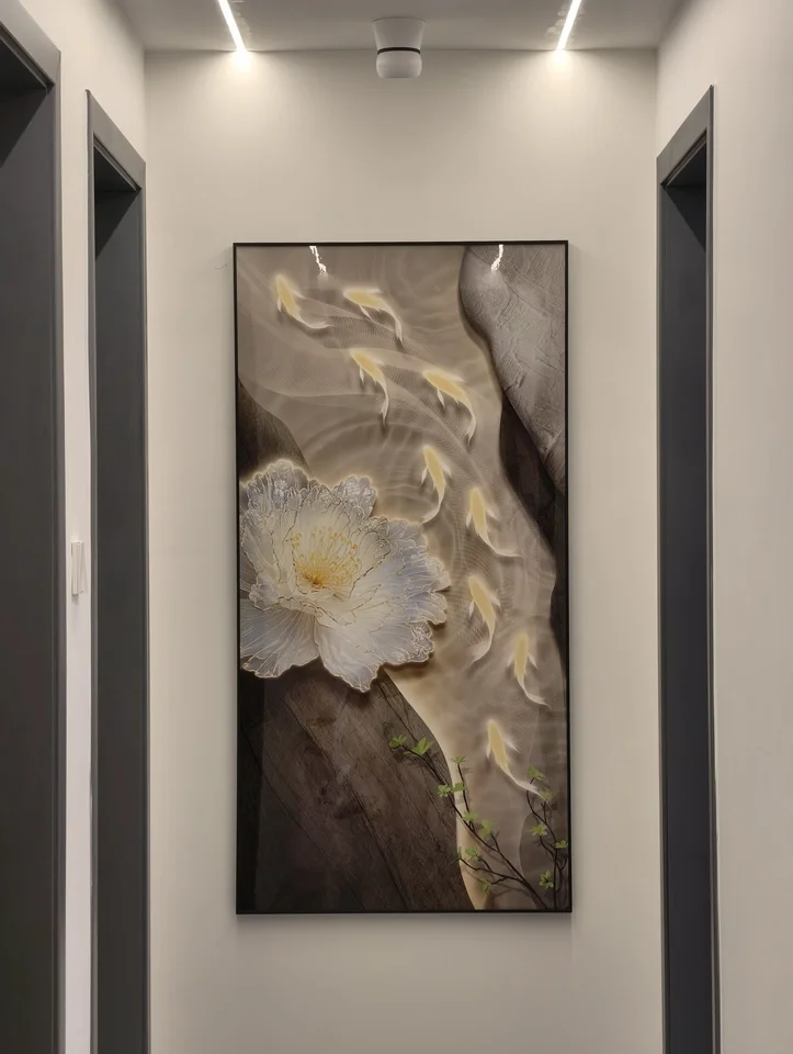 مصباح جداري LED حديث من البورسلين الكريستالي - مصباح رسم معلق على شكل زهرة لغرفة المعيشة والممر والديكور الداخلي للمنزل