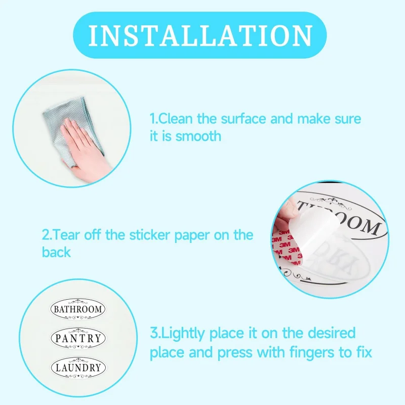 3 قطعة ملصق لافتات باب الحمام/غرفة الغسيل/المخزن ، ملصق باب الحمام من الفينيل ذاتي اللصق مقاوم للطقس ومقاوم للبهتان #4