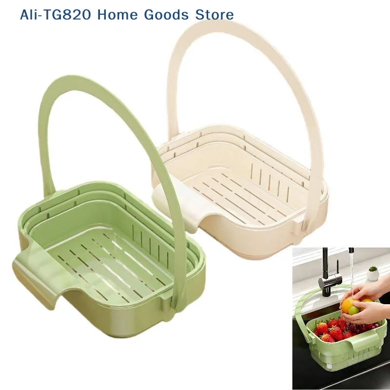 [TG820]Hangable Kitchen Sink Drain Basket Detachable Filter Easy Residue Pouring For Draining Vegetables Pasta Food Scraps