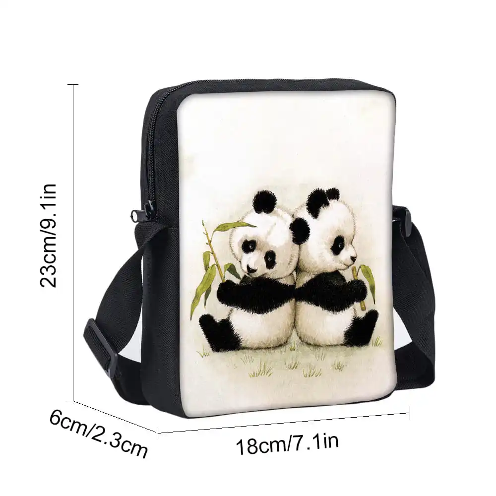 Panda Pattern Single Sided Messenger Bag for Boy/Girls Children Best Gifts 2D Cartoon Casual Crossbody Bag