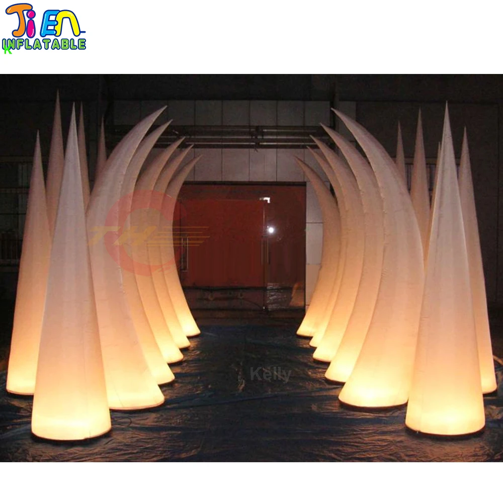 1.5m/2m/3m inflatable ox horn cone with colorful led lights shinning lighting inflatable pillars poles