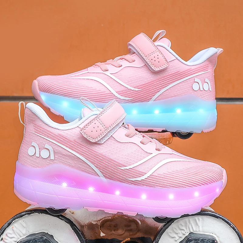

2025 New Girls' Roller Skates: Boys' 2-Wheel Cool Multi-Light Roller Sneakers, Students' Wheeled Shoes