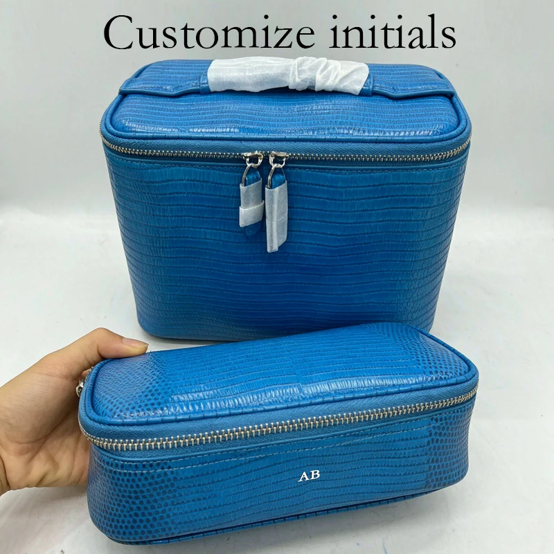 Customize Initials Cowhide Lizard Pattern Jewelry Makeup Bag For Women Luxury Designer 2026 new in With Mirror Leather Organizer